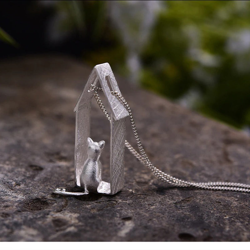 Silver Necklace "Playful cats"
