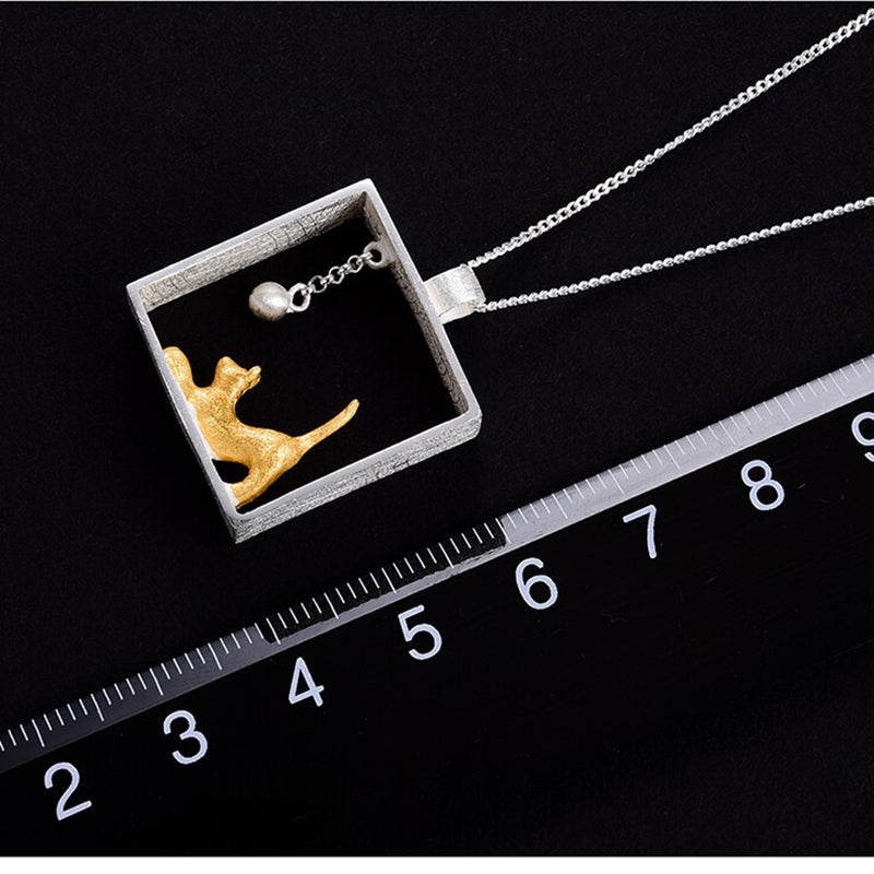 925 Silver Necklace "Playful cats"