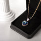 Blue Crystal & 18K Gold Plated Ocean Heart Necklace