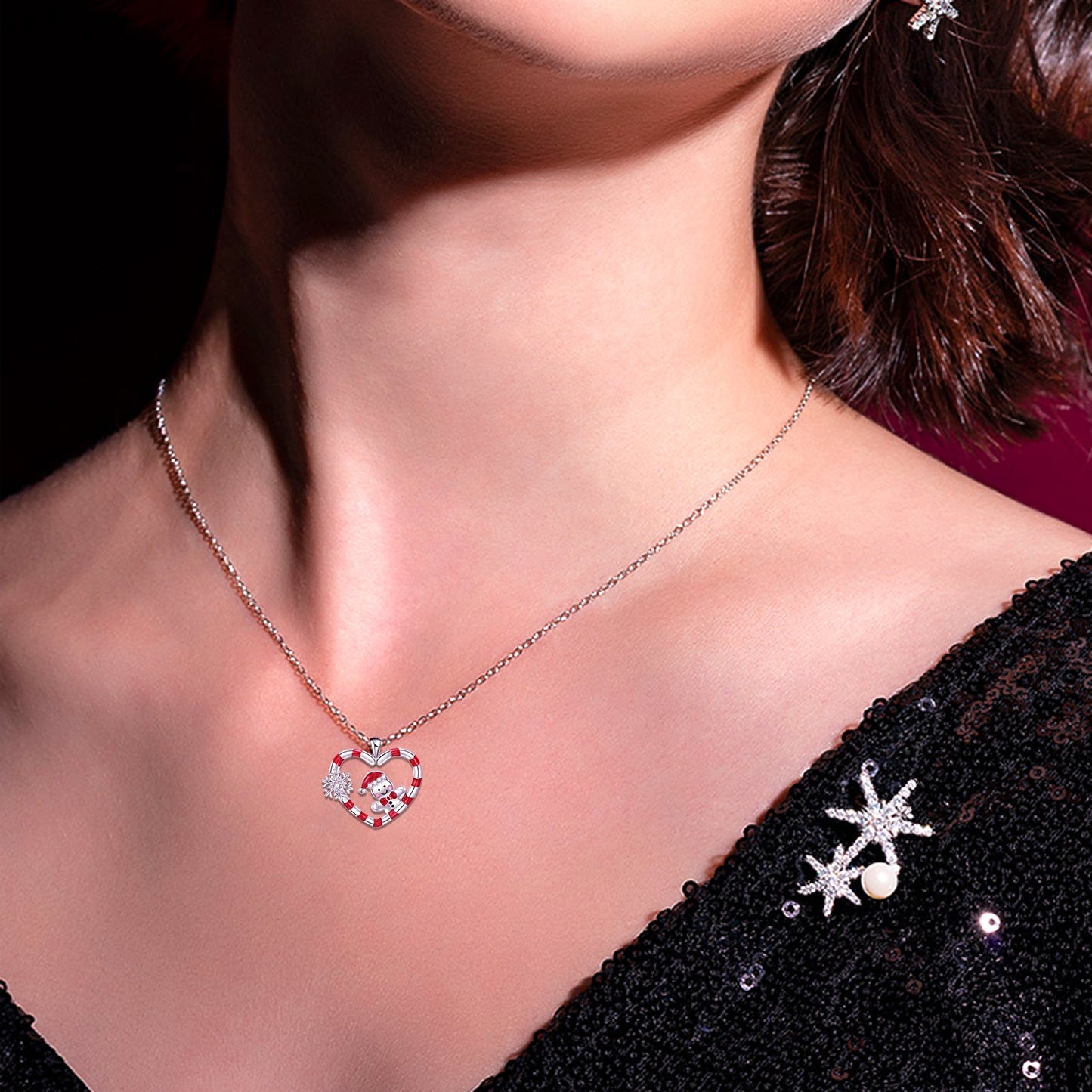 925 Sterling Silver Christmas Snowman Necklace