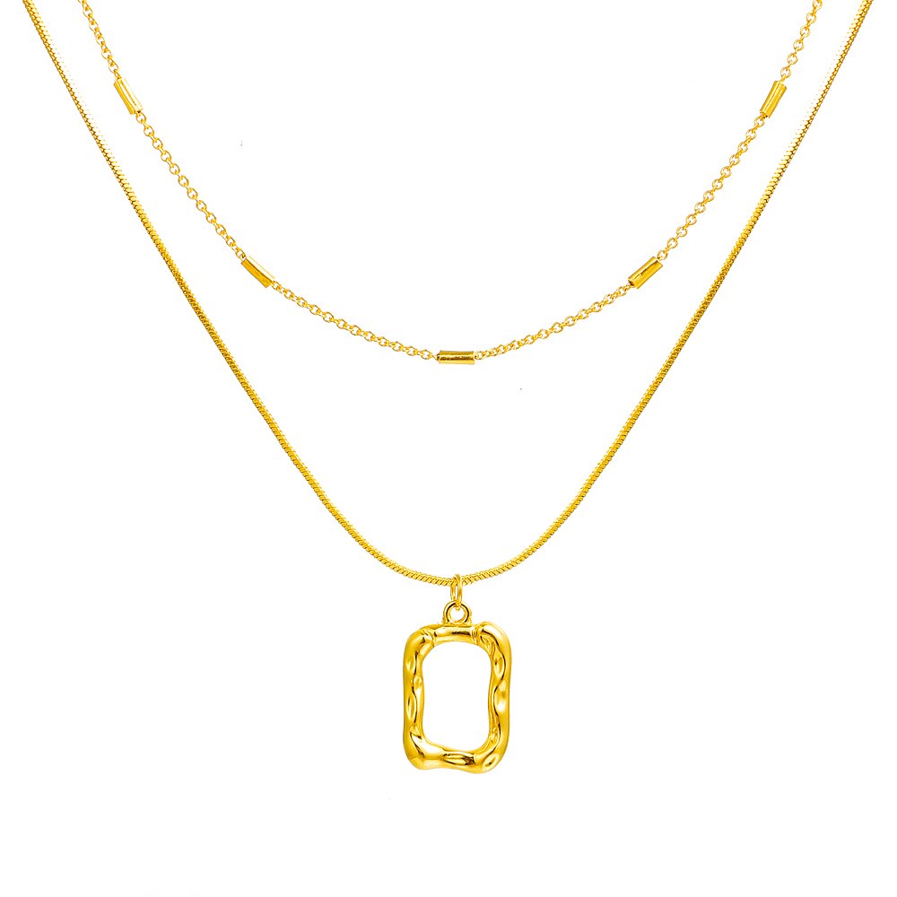 Square Hollow Double Necklace