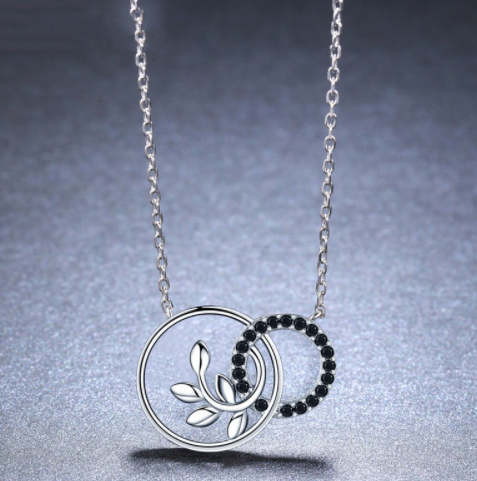 Fashion Double Circle Sterling Silver Pendant Necklace