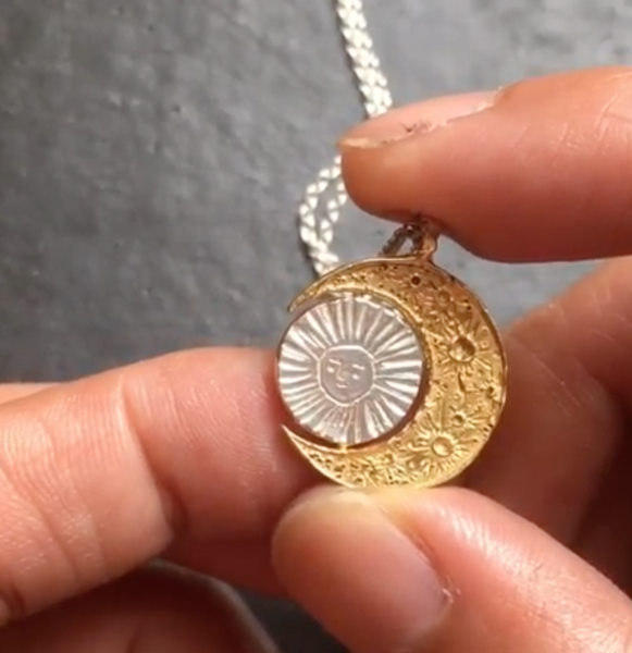 Crescent Moon &  Sun Necklace