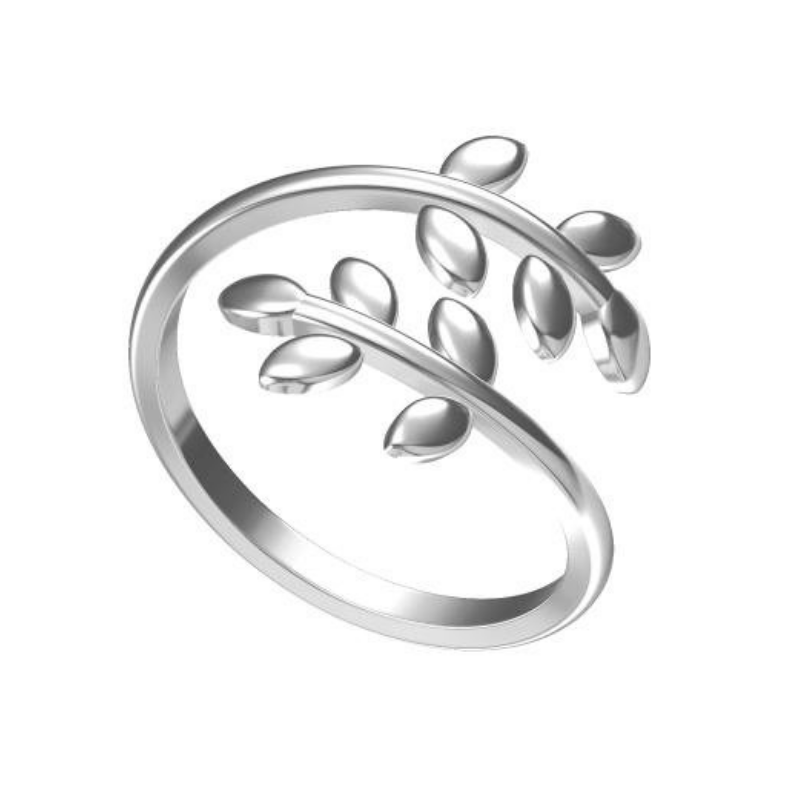 925 Sterling Silver Olive Branch Ring